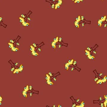 Seamless pattern Fantasy cartoon tree with glowing gems Stock Illustration