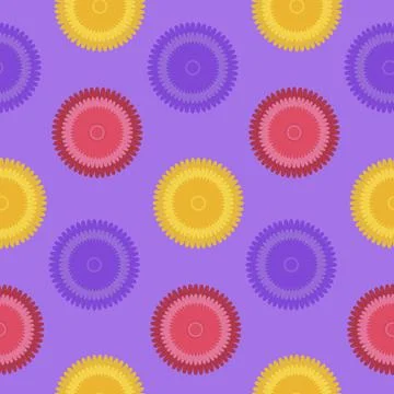 Seamless pattern fantasy flower yellow pink purple lilac. Design for fabric,  Stock Illustration