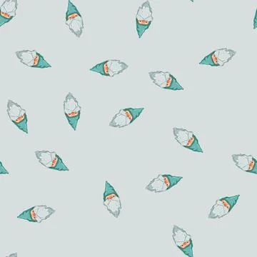 Seamless pattern fantasy garden gnome cartoon vector Stock Illustration