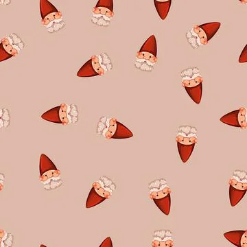 Seamless pattern fantasy garden gnome cartoon vector Stock Illustration