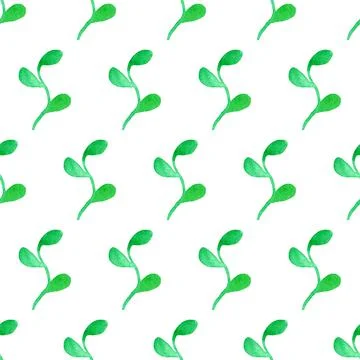 Seamless pattern with fantasy green leaves on white board. Background for clo Stock-Illustration