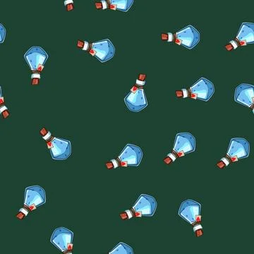 Seamless pattern Fantasy magic health potion for game interface Stock Illustration