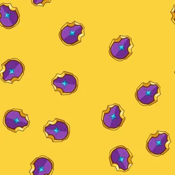 Seamless pattern Fantasy magic shield with purple and gold design Stock Illustration