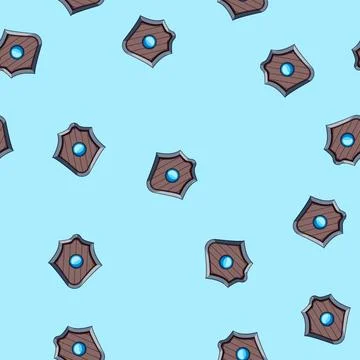Seamless pattern Fantasy magic shield protecting medieval armor game icon Illustrazione stock