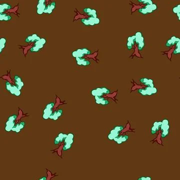 Seamless pattern Fantasy magic tree cartoon game asset element Stock Illustration