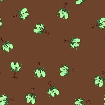 Seamless pattern Fantasy magic tree with green aura energy Stock Illustration