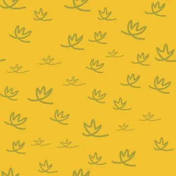 Seamless pattern, fantasy plant leaf yellow, simple design for textile and pa Illustrazione stock