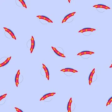 Seamless pattern fantasy ufo ship cartoon vector 库存插图