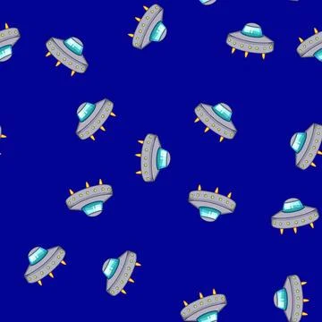Seamless pattern fantasy ufo ship cartoon vector Illustrazione stock