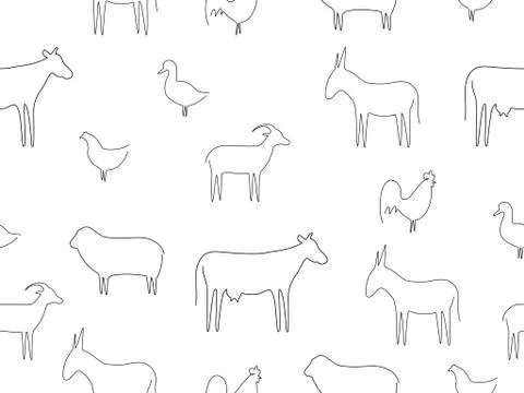 Seamless pattern farm animal background. Stock Illustration
