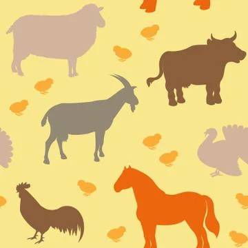 Seamless pattern with farm animals Stock Illustration