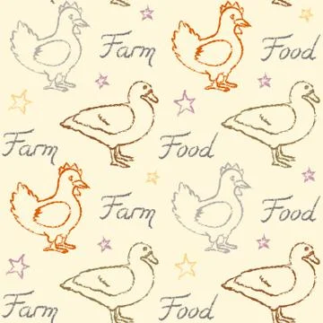 Seamless pattern with farm birds Stock Illustration