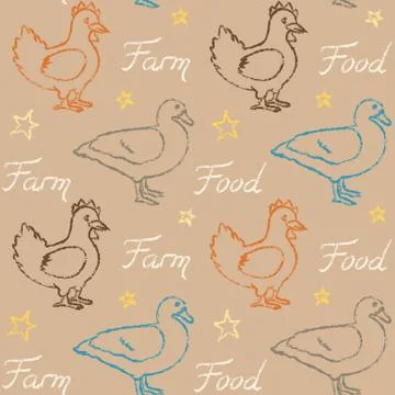 Seamless pattern with farm birds Stock Illustration