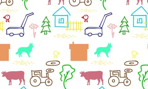 Seamless pattern with a farm Stock Illustration