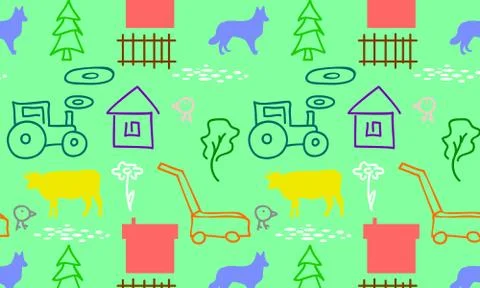 Seamless pattern with a farm Stock Illustration