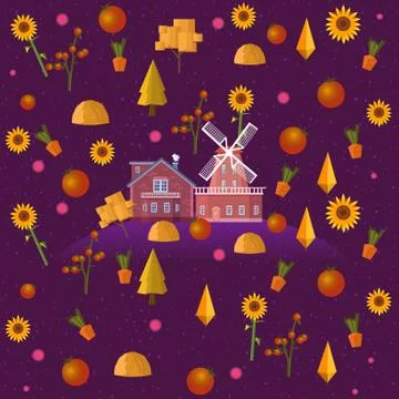 Seamless pattern with farm related items Stock Illustration