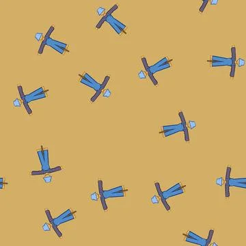 Seamless pattern farm scarecrow cartoon vector Stock Illustration