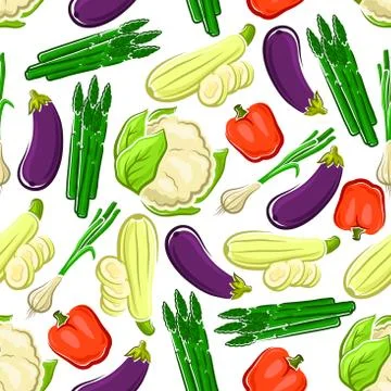 Seamless pattern with farm vegetables Stock Illustration