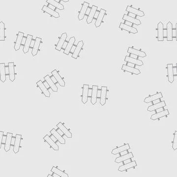 Seamless pattern farm white fence cartoon vector Stock Illustration
