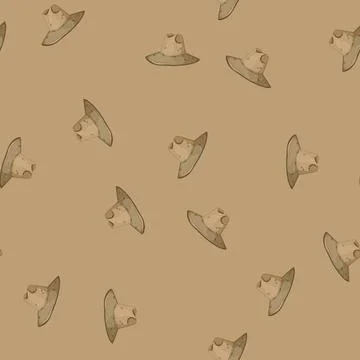 Seamless pattern farmer straw hat cartoon vector Stock Illustration