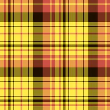 Seamless pattern in fascinating bright yellow, black and red colors for plaid Stock Illustration