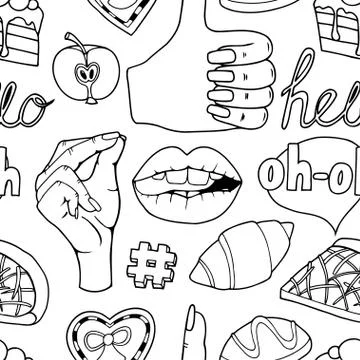 Seamless pattern with fashion patch badges Stock Illustration