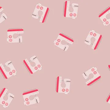 Seamless pattern fashion sew machine cartoon vector 库存插图