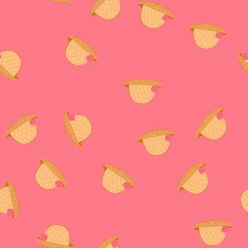 Seamless pattern fashion straw hat cartoon vector Stock Illustration