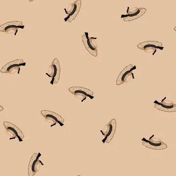 Seamless pattern fashion straw hat cartoon vector Stock Illustration