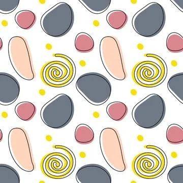 Seamless pattern with Fashionable abstract shape. Hand drawn various shapes Stock-Illustration