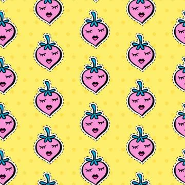 Seamless pattern with fashionable patch set Stock Illustration