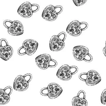 Seamless pattern fashioned padlock vintage sketch hand drawn Illustrazione stock