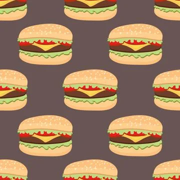 Seamless pattern of fast food hamburger Stock Illustration