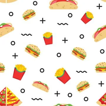 Seamless pattern fast food Illustrazione stock