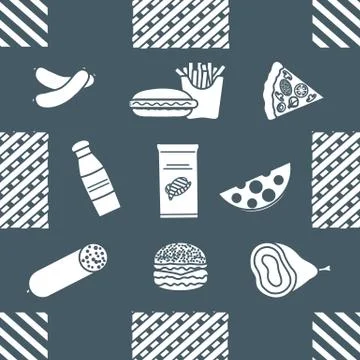 Seamless Pattern Fast Food Snack Picnic Unhealthy Illustrazione stock