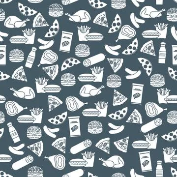 Seamless Pattern Fast Food Snack Picnic Unhealthy Illustrazione stock