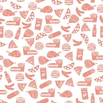 Seamless Pattern Fast Food Snack Picnic Unhealthy Stock Illustration