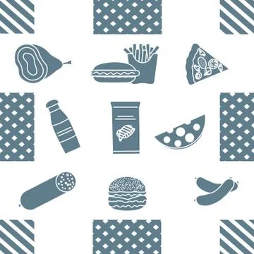 Seamless Pattern Fast Food Snack Picnic Unhealthy Illustrazione stock