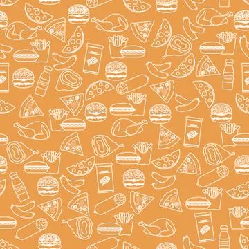 Seamless Pattern Fast Food Snack Picnic Unhealthy Stock Illustration