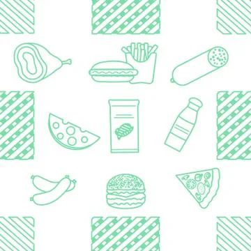 Seamless Pattern Fast Food Snack Picnic Unhealthy Stock Illustration