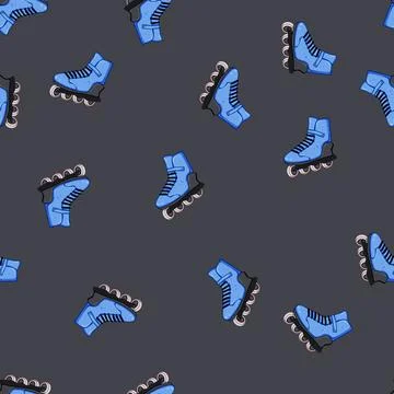 Seamless pattern fast inline skates cartoon vector Stock Illustration