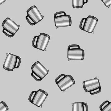 Seamless pattern fast kettle electric cartoon vector Illustrazione stock