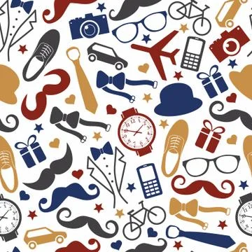 Seamless pattern of fathers day. Stock Illustration