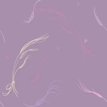 Seamless pattern with feather grass in pastel colors. Stock Illustration