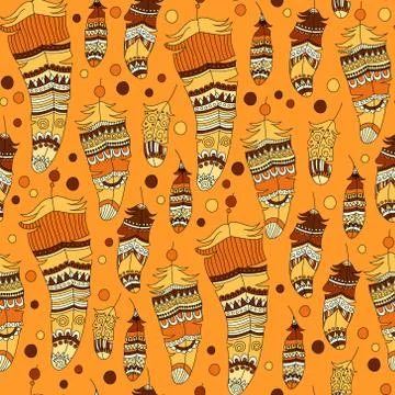 Seamless pattern with feather Stock Illustration