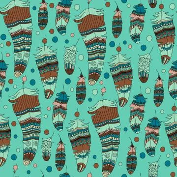 Seamless pattern with feather Stock Illustration