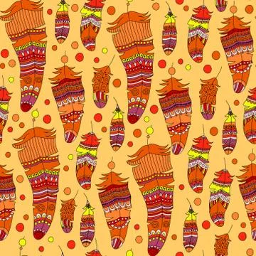 Seamless pattern with feather Stock Illustration