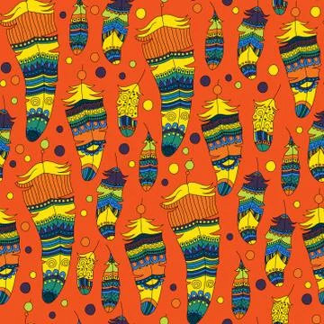 Seamless pattern with feather Stock Illustration