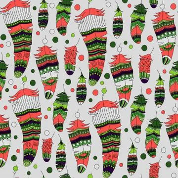 Seamless pattern with feather Stock Illustration