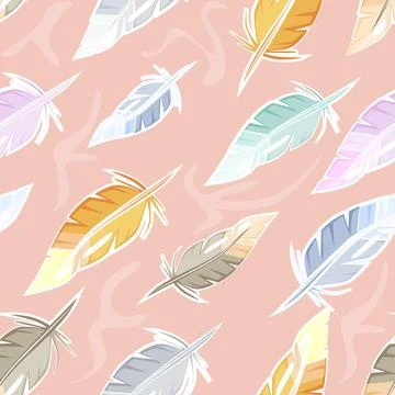 Seamless pattern with Feather Stock Illustration